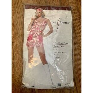 Retro Peace Sheath Dress Leg Avenue Mini Mod Dress Small psychedelic Pink Groov